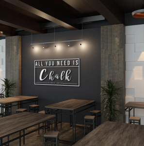 Logotipo en pared del logotipo All you need is chalk